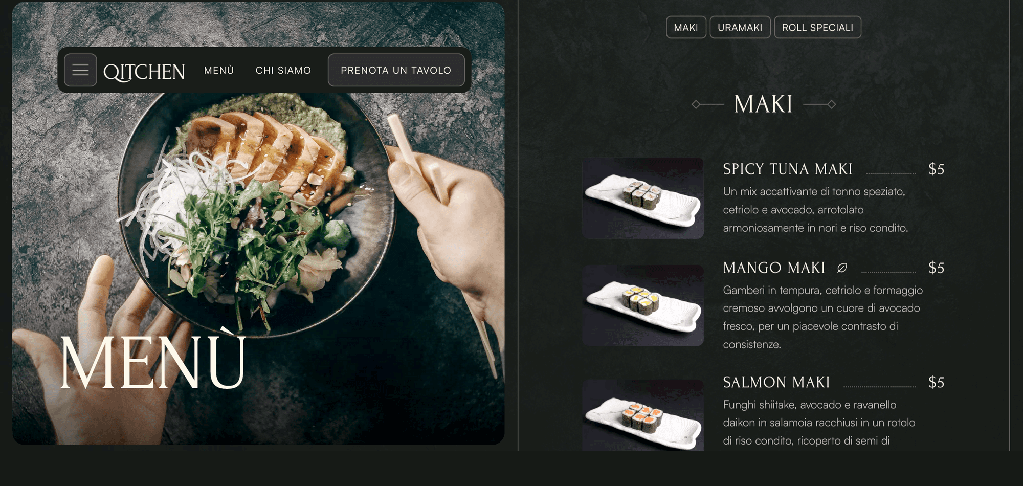 Qitchen — Il menù